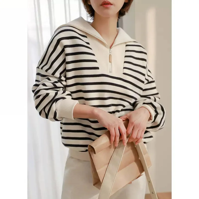 Striped Knitted Sweater Women Spring Autumn Long Sleeve Turtleneck Cotton Pullovers Korean Fashion Loose Casual Tops
Striped Knitted Sweater Women Spring Autumn Long Sleeve Turtleneck Cotton Pullovers Korean Fashion Loose Casual Tops