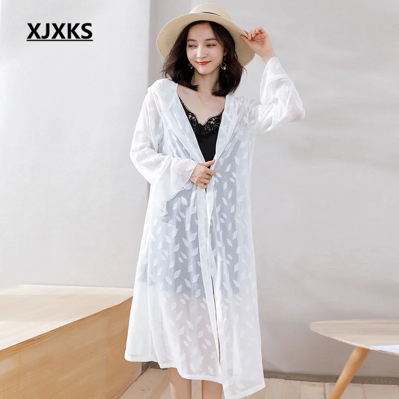XJXKS модная женская одежда 2022 летняя Солнцезащитная одежда Новинка свободный длинный кардиган с капюшоном большого размера блузки
XJXKS модная женская одежда 2022 летняя Солнцезащитная одежда Новинка свободный длинный кардиган с капюшоном большого размера блузки