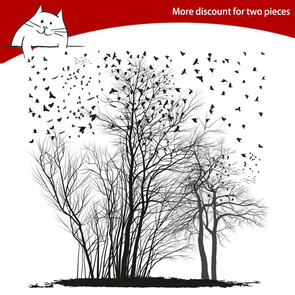 Прозрачные штампы в виде летающей птицы и дерева для скрапбукинга изготовления