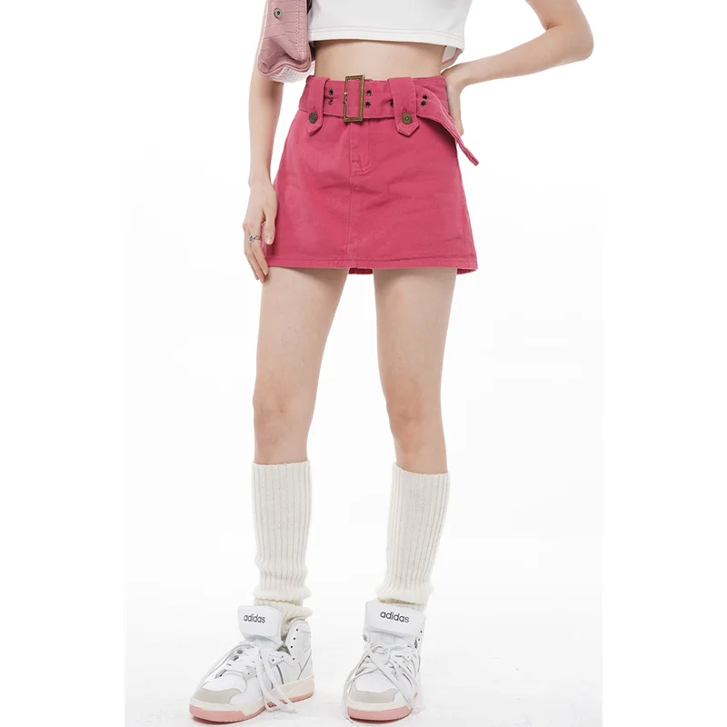 Women's Vintage Denim Pink Half Body Skirt Korean Fashion Design High Waist Wrap The Buttocks A-Line Short Skirt Ladies Summer
Women's Vintage Denim Pink Half Body Skirt Korean Fashion Design High Waist Wrap The Buttocks A-Line Short Skirt Ladies Summer