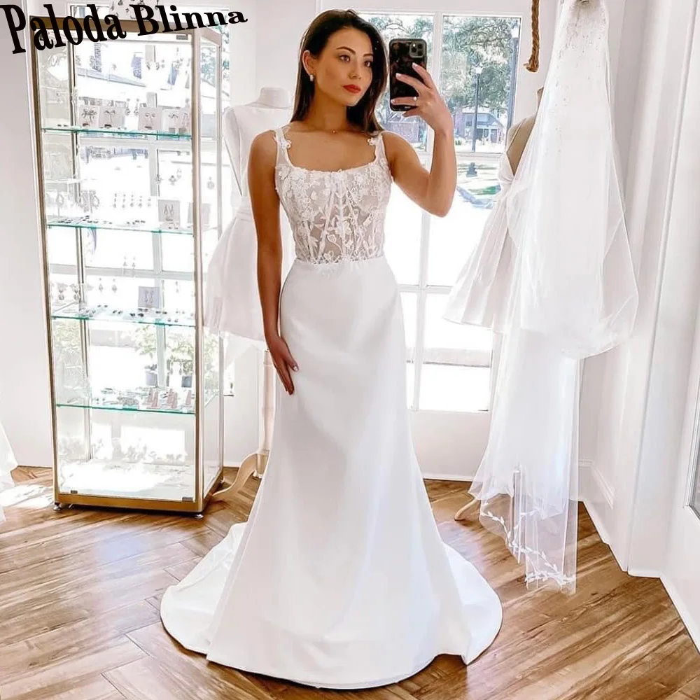 Paloda Elegant Square Collar Wedding Dresses For Women Tank Sleeveless Satin Court Train Appliques Vestidos De Novia Brautmode
Paloda Elegant Square Collar Wedding Dresses For Women Tank Sleeveless Satin Court Train Appliques Vestidos De Novia Brautmode