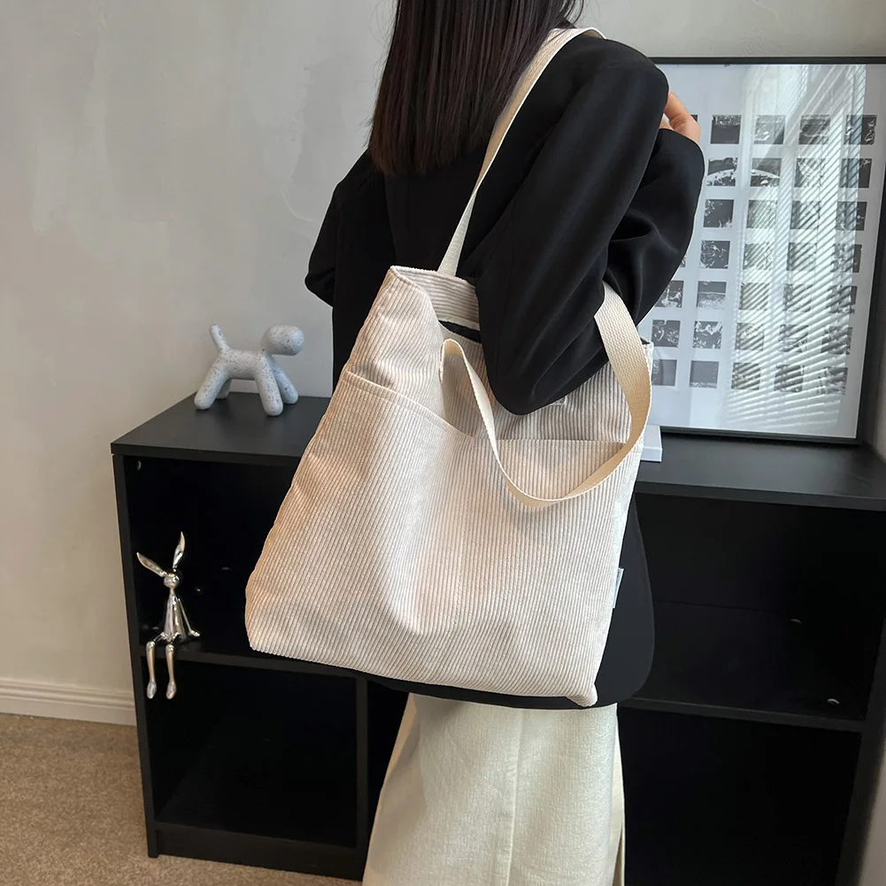 Corduroy Shoulder Bag for Women Soft Cotton Cloth Handbag Purse Simple Eco Shopping Orangnizer Reusable Large Shopper Totes Bags
Corduroy Shoulder Bag for Women Soft Cotton Cloth Handbag Purse Simple Eco Shopping Orangnizer Reusable Large Shopper Totes Bags