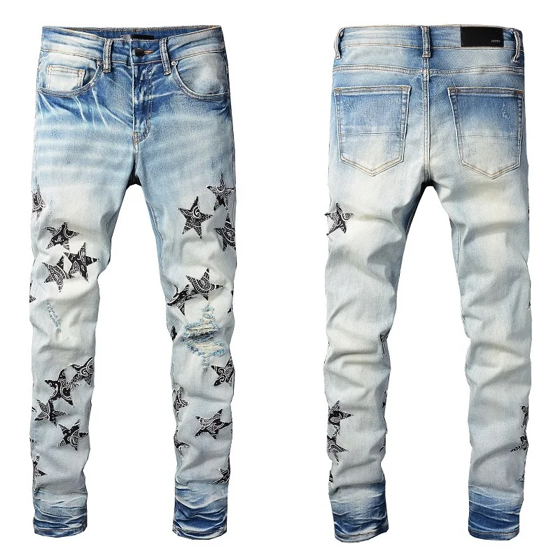 Best Quality Pentagram Embroidery Trend Versatile Simple Jean Men Paisley Print Patchwork Jean High Street Motorcycle Pant
Best Quality Pentagram Embroidery Trend Versatile Simple Jean Men Paisley Print Patchwork Jean High Street Motorcycle Pant