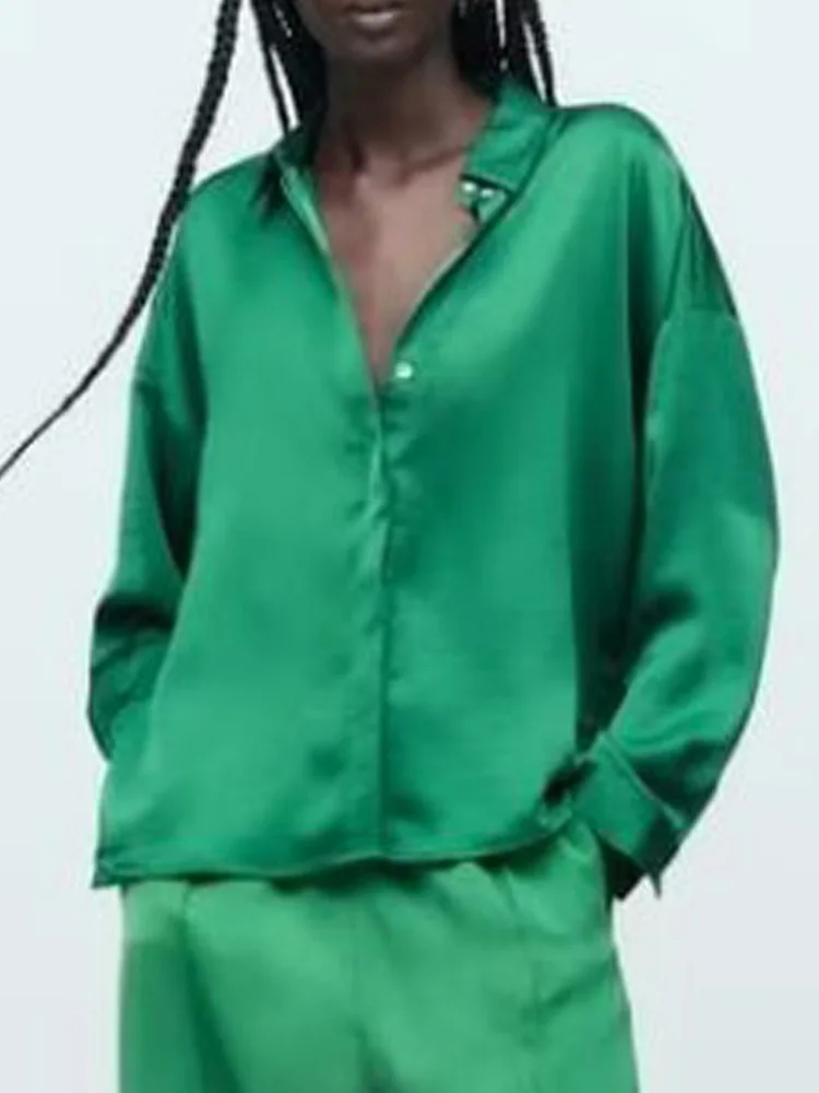 Женский Атласный топ с длинным рукавом, однотонный
Женский Атласный топ с длинным рукавом, однотонный