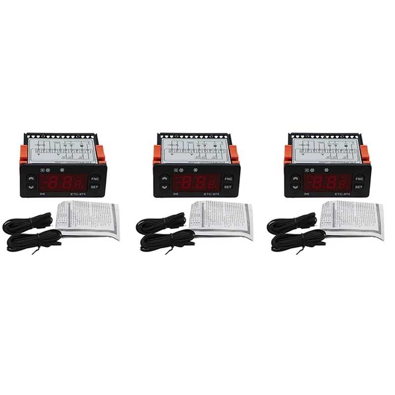 3X ETC-974 Digital Temperature Controller Microcomputer Thermostats Thermostat Refrigeration Alarm 220V NTC Sensor
3X ETC-974 Digital Temperature Controller Microcomputer Thermostats Thermostat Refrigeration Alarm 220V NTC Sensor