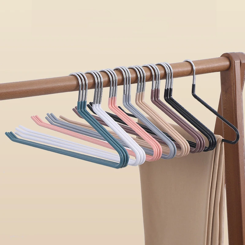 

10PCS Stainless Steel Dipped Trouser Rack Non-Slip Z-Shaped Hanger Household Storage And Drying Seamless Goose Shaped Pants Rack