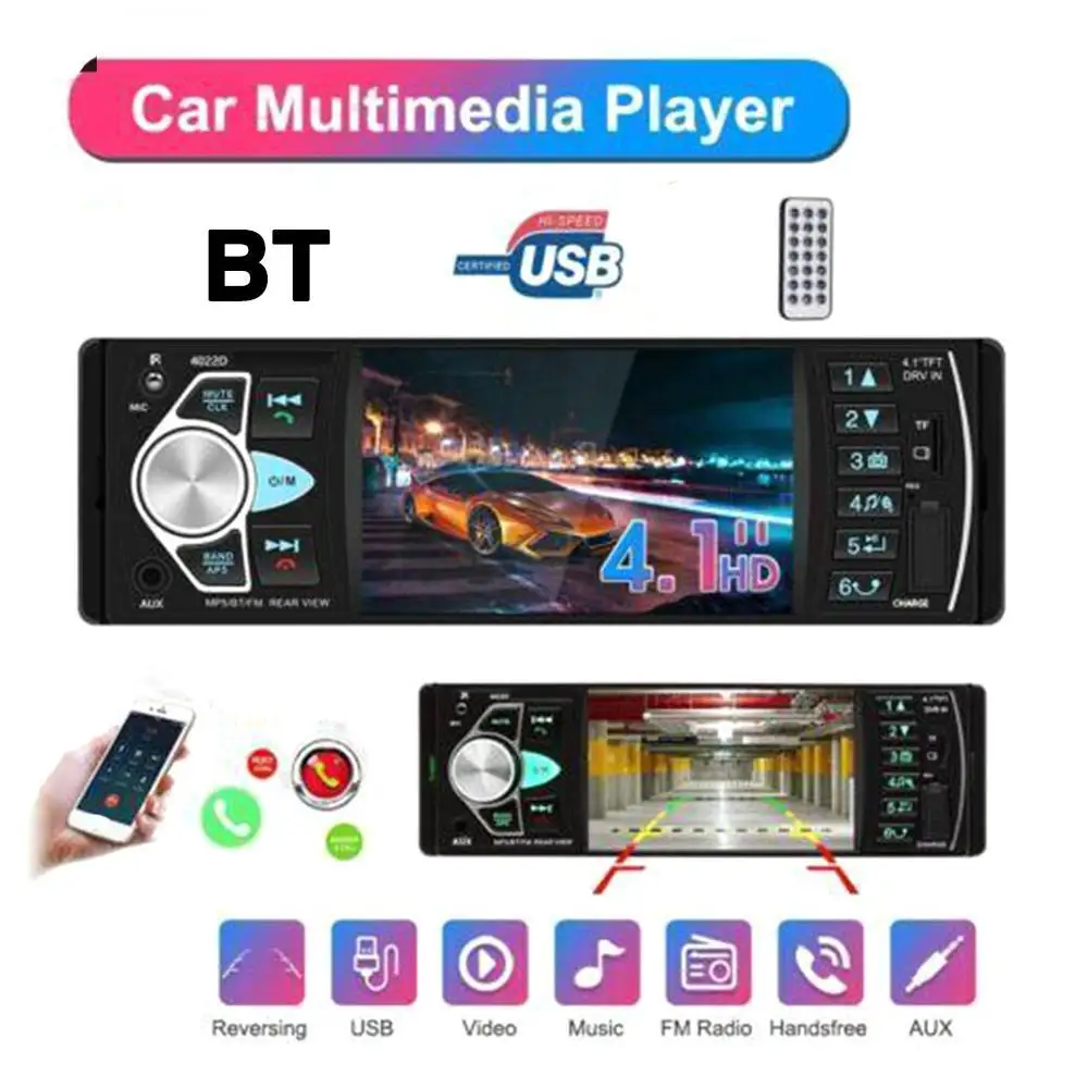 Автомагнитола 1 Din стерео MP5 плеер Bluetooth FM USB Авторадио 4,1 дюймов Поддержка заднего вида Mirrolink управление рулевым колесом
Автомагнитола 1 Din стерео MP5 плеер Bluetooth FM USB Авторадио 4,1 дюймов Поддержка заднего вида Mirrolink управление рулевым колесом
