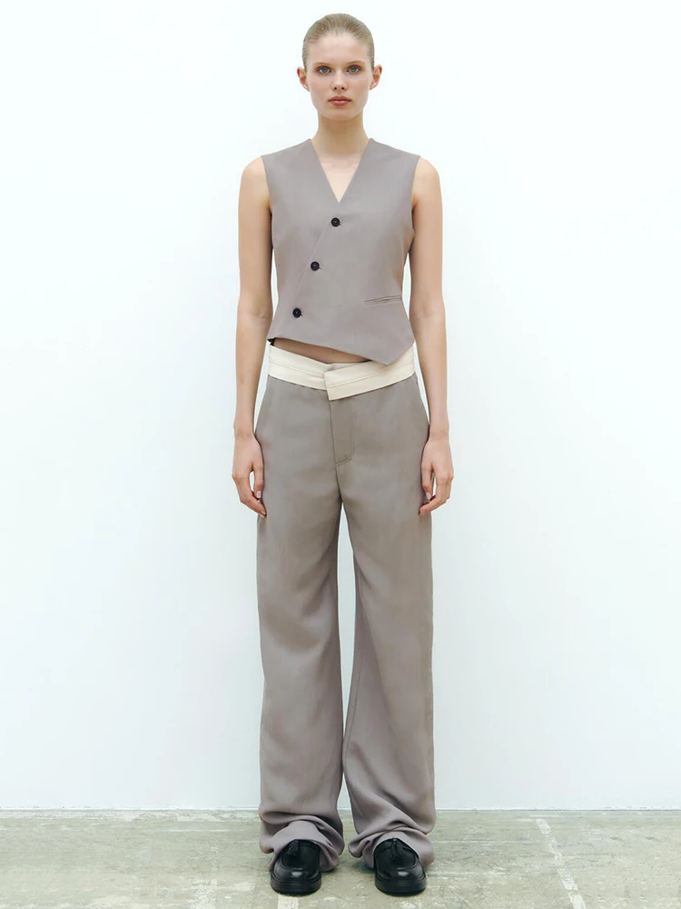 2024 New Spring Women Irregular Sleeveless Vest+High Waist Button Loose Wide Leg Pants Summer Streetwear Female Two Piece Set
2024 New Spring Women Irregular Sleeveless Vest+High Waist Button Loose Wide Leg Pants Summer Streetwear Female Two Piece Set