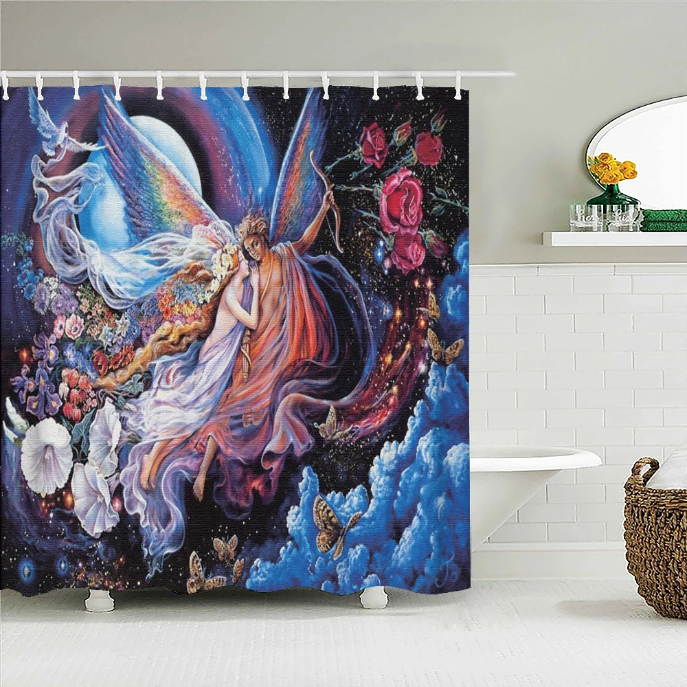 European Oil Painting Printed Fabric Shower Curtains Retro Jesus Angel Bath Screen Waterproof Products Bathroom Decor with Hooks
European Oil Painting Printed Fabric Shower Curtains Retro Jesus Angel Bath Screen Waterproof Products Bathroom Decor with Hooks