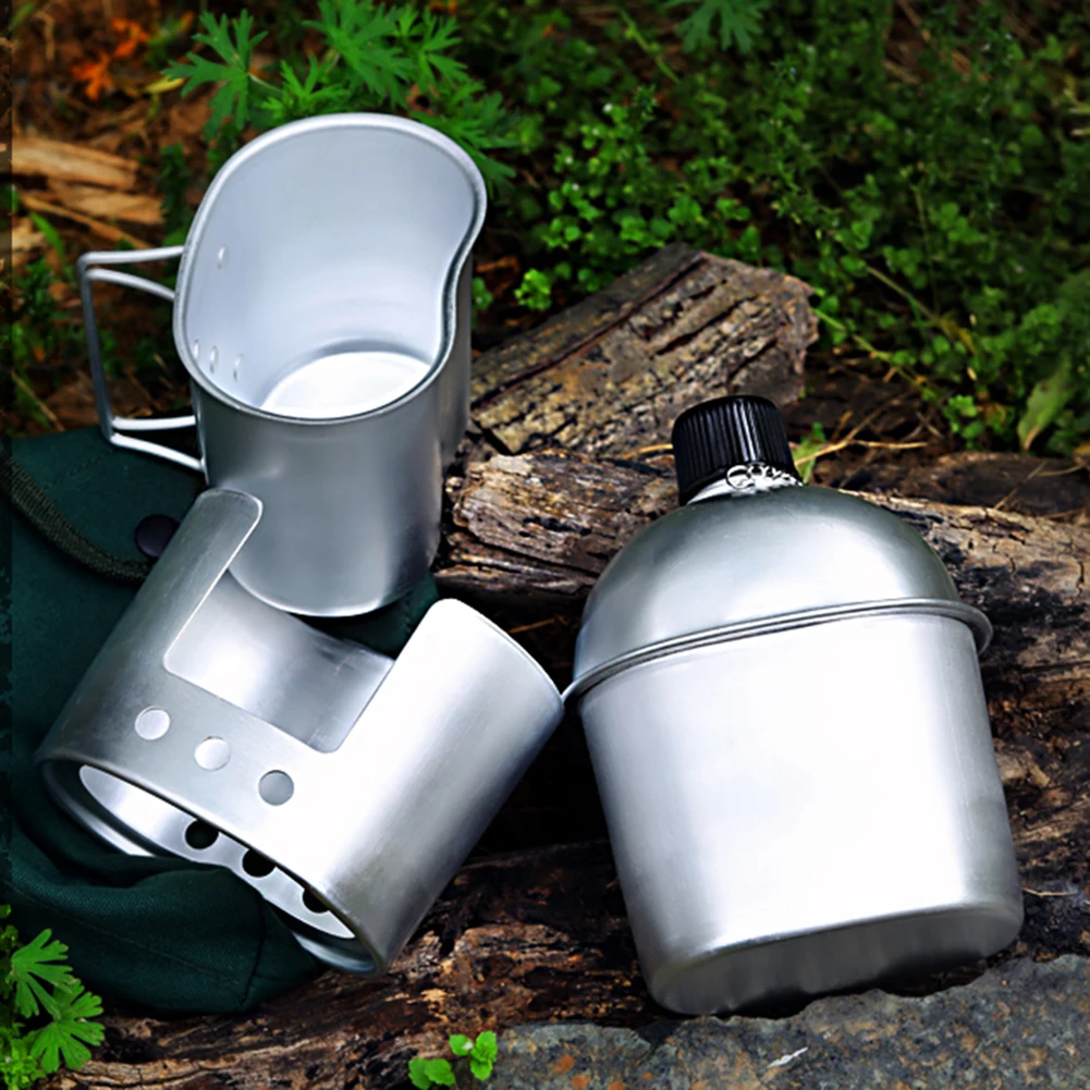 3pcs Aluminum Mess Tin Water Bottle Wood Stove Kit With Cover Bag Camping Supplies Tableware Cooking Supplies
3pcs Aluminum Mess Tin Water Bottle Wood Stove Kit With Cover Bag Camping Supplies Tableware Cooking Supplies