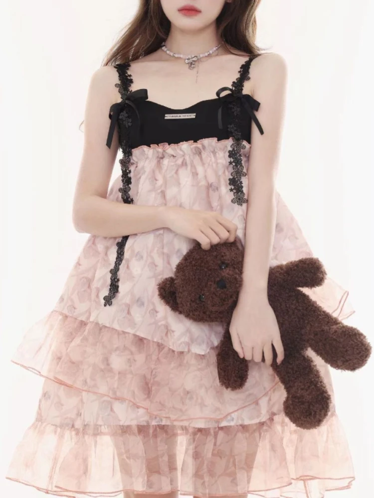 Deeptown Fairycore Lolita Princess Dress Women Japanese Style Sweet Kawaii Patchwork Bow Two Layered Ruched A-line Slip Dresses
Deeptown Fairycore Lolita Princess Dress Women Japanese Style Sweet Kawaii Patchwork Bow Two Layered Ruched A-line Slip Dresses