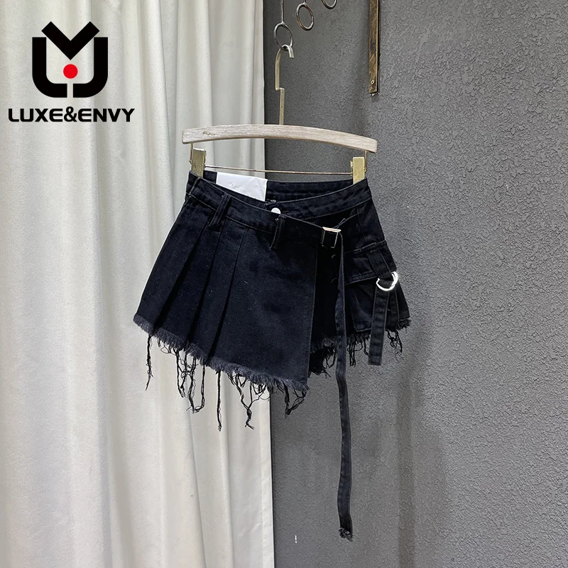 LUXE&ENVY Fake Patchwork Burrs Denim Shorts Skirts Women's Bandage Solid Color High Waist Skirt Female 2023 Summer New
LUXE&ENVY Fake Patchwork Burrs Denim Shorts Skirts Women's Bandage Solid Color High Waist Skirt Female 2023 Summer New