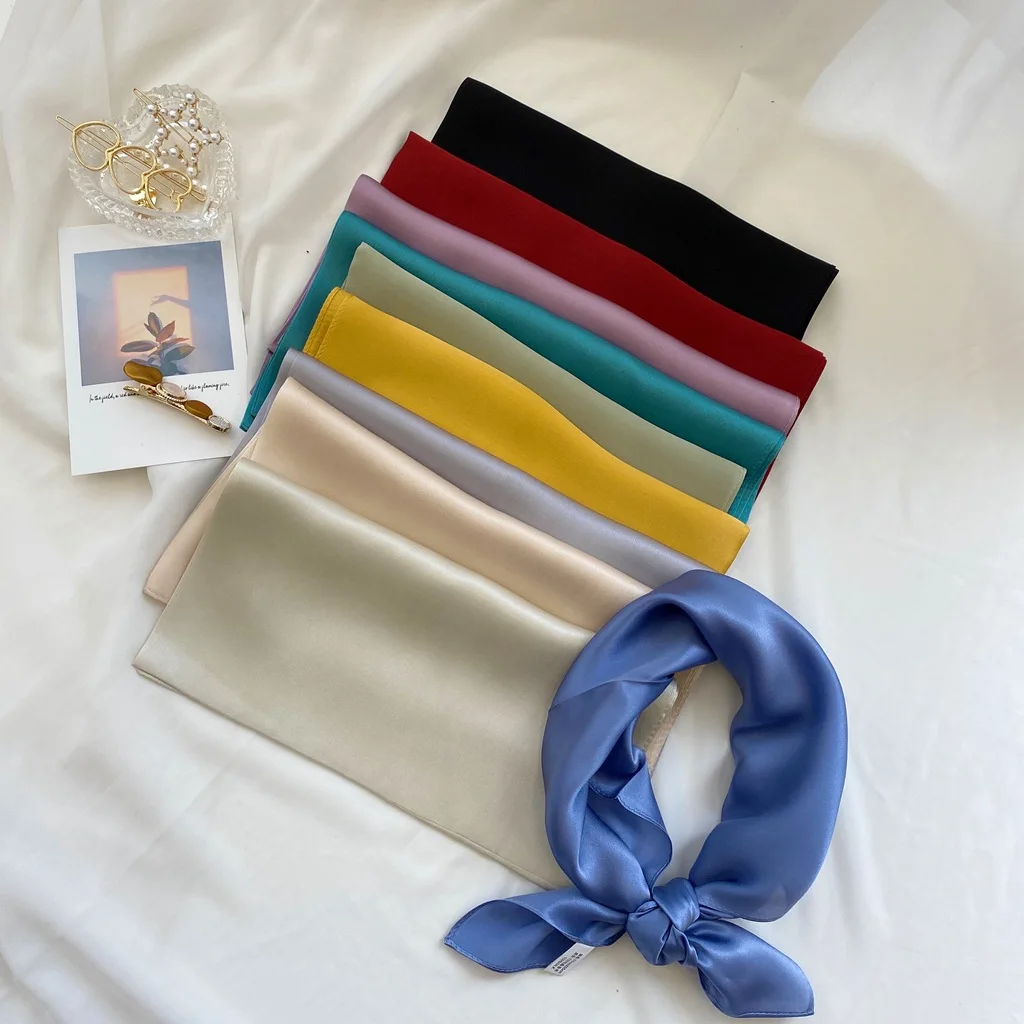 Pure Silk Scarf For Women Solid Color Headband Small Hijab Scarfs Female 53*53cm Square Hairband Bandana Head Scarves For Ladies
Pure Silk Scarf For Women Solid Color Headband Small Hijab Scarfs Female 53*53cm Square Hairband Bandana Head Scarves For Ladies