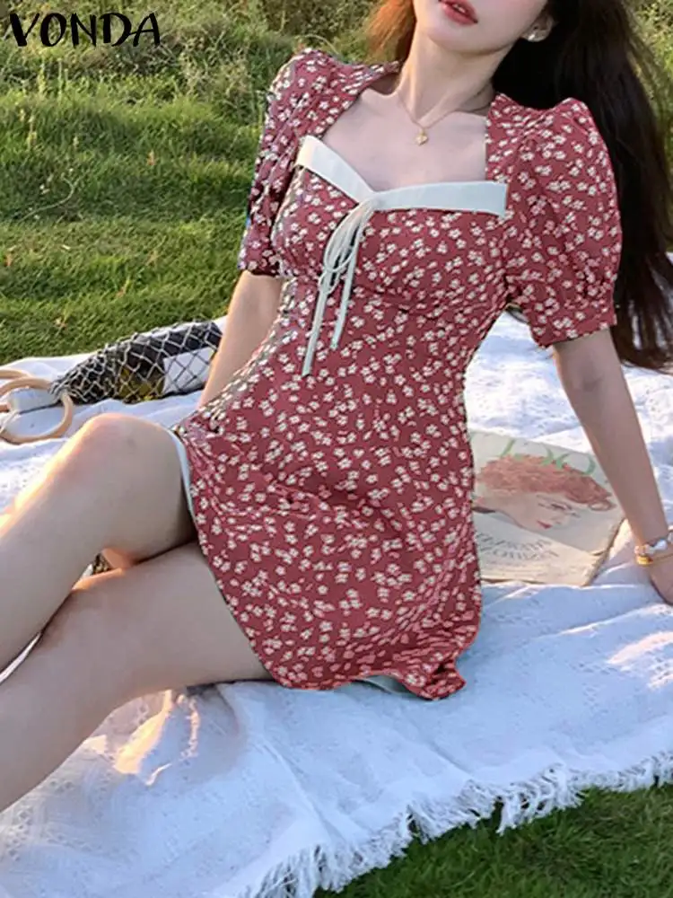 Women Summer Mini Dress 2023 Women Sexy Puff Sleeve Floral Printed Mini Dress Beach Sundress Square Collar Party Vestidos 
Women Summer Mini Dress 2023 Women Sexy Puff Sleeve Floral Printed Mini Dress Beach Sundress Square Collar Party Vestidos