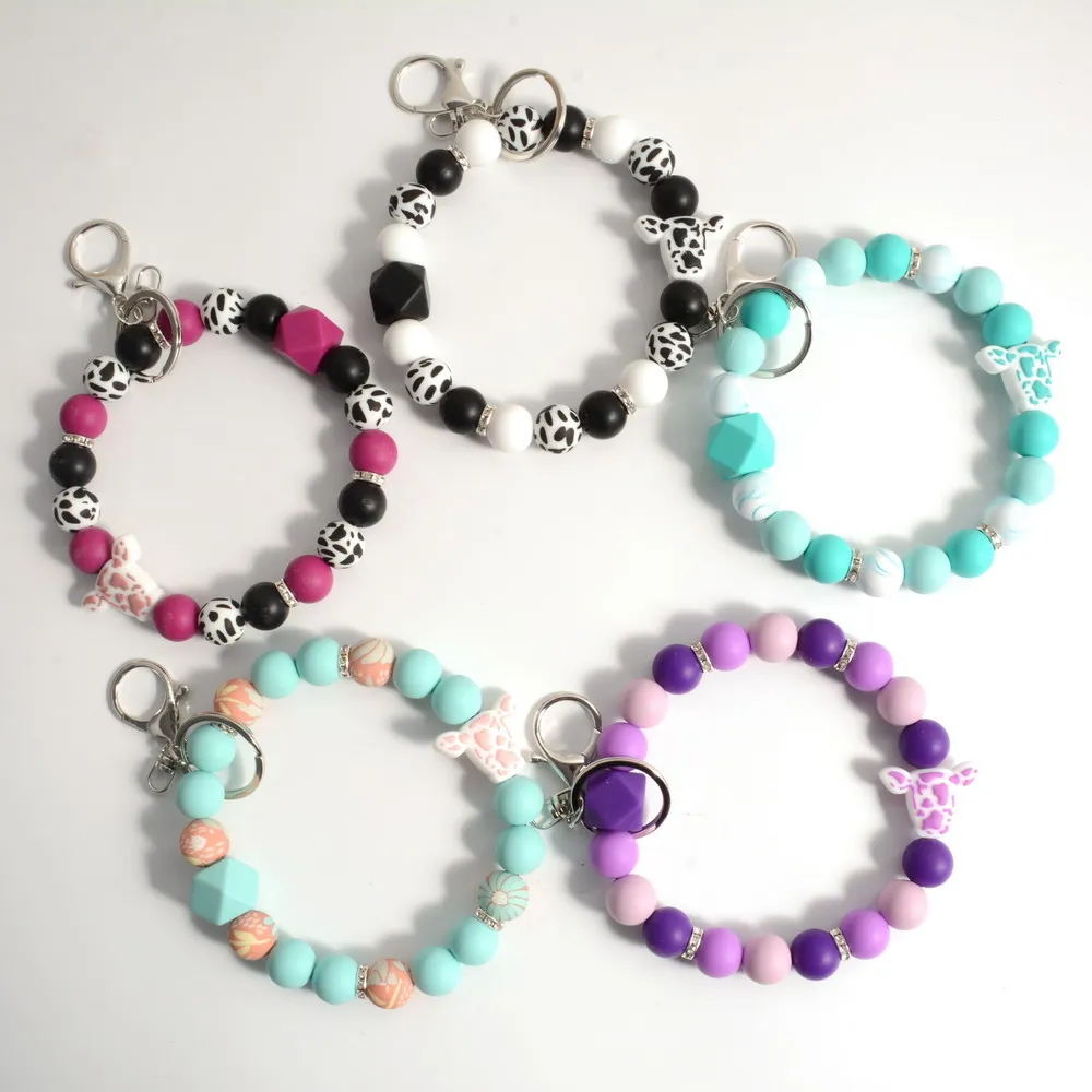 Silicon Cow Beads Charm Bracelet Keychain For Women Girl Zricon Ring Key Chan Mother's Day Gift Overside Bracelet Wrist Keychain
Silicon Cow Beads Charm Bracelet Keychain For Women Girl Zricon Ring Key Chan Mother's Day Gift Overside Bracelet Wrist Keychain