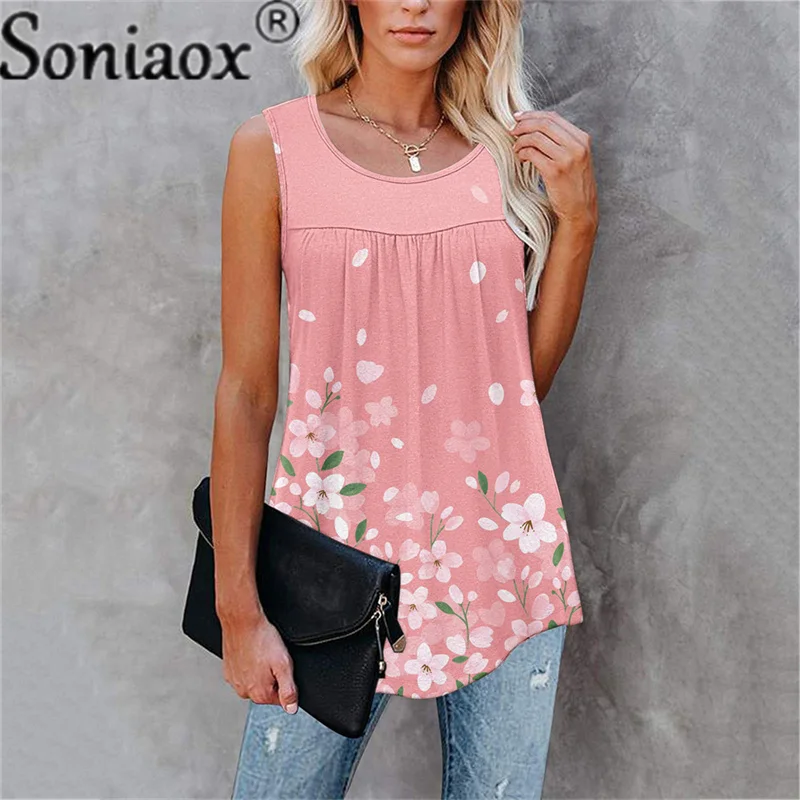 Hot Floral Print O Neck Female Camisole Sleeveless Pleated Ladies Vest T-Shirt 2022 Summer Women Casual Loose Tank Top
Hot Floral Print O Neck Female Camisole Sleeveless Pleated Ladies Vest T-Shirt 2022 Summer Women Casual Loose Tank Top