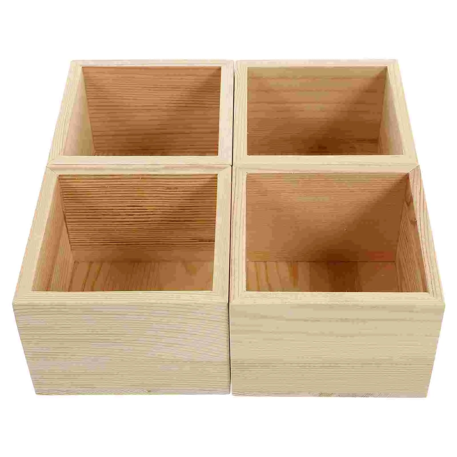4 Pcs Small Wooden Box Without Lid Mini Containers Jewelry Storage Organizer Square Retro Case
4 Pcs Small Wooden Box Without Lid Mini Containers Jewelry Storage Organizer Square Retro Case