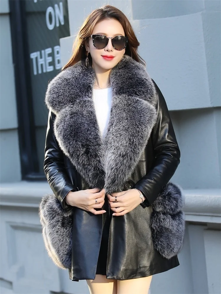 2023Leather jacket,Real Leather Jacket Sheepskin Leather Jacket Fox Fur Collar Female Jackets 90% White Duck Down Women's Coats
2023Leather jacket,Real Leather Jacket Sheepskin Leather Jacket Fox Fur Collar Female Jackets 90% White Duck Down Women's Coats