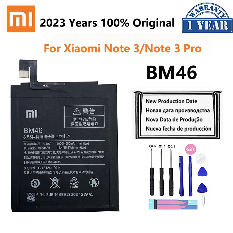 Xiao Mi Original BM46 Battery Full 4050mAh For Xiaomi Redmi Note 3 Note3 Pro Batteria Replacement Phone Batteries Free Tools
Xiao Mi Original BM46 Battery Full 4050mAh For Xiaomi Redmi Note 3 Note3 Pro Batteria Replacement Phone Batteries Free Tools
