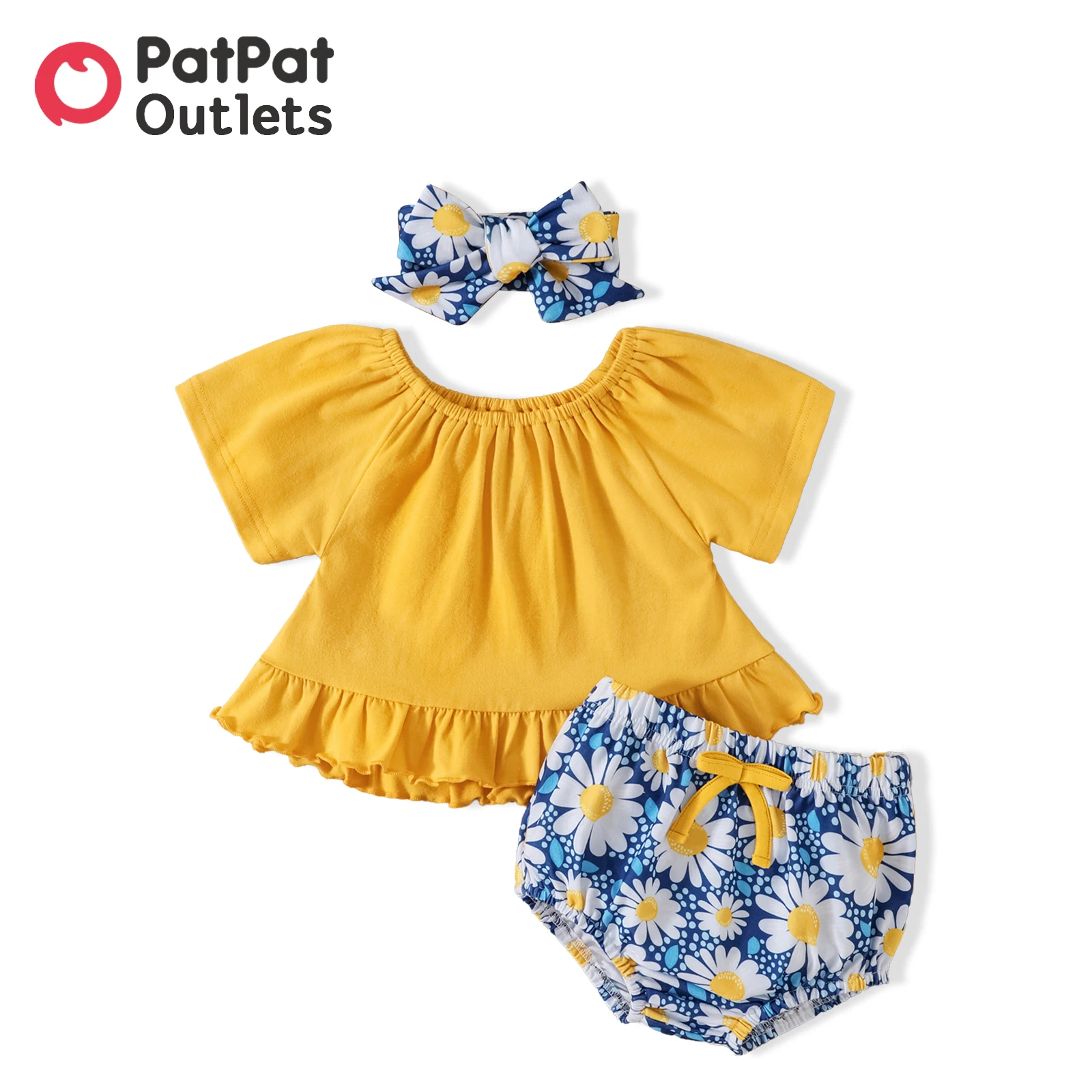 PatPat 3pcs Summer Cute Newborn Baby Girl Clothes 95% Cotton Short-sleeve Solid Top Daisy Floral Print Shorts with Headband Set
PatPat 3pcs Summer Cute Newborn Baby Girl Clothes 95% Cotton Short-sleeve Solid Top Daisy Floral Print Shorts with Headband Set