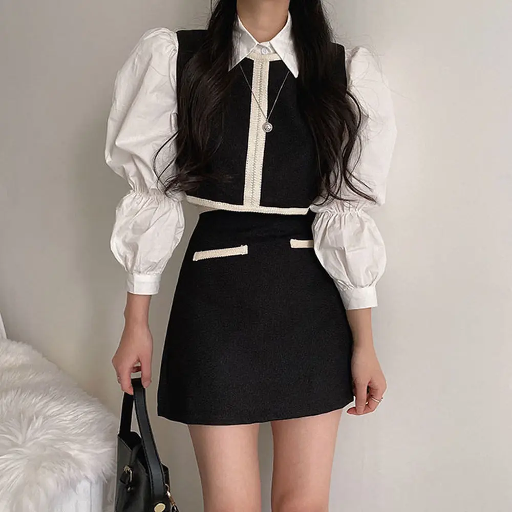 2 Piece Set Women Vest Two Piece Skirt And White Shirt Suit Vintage Kawaii Matching Sets Short For Conjuntos De Mujer Roupas
2 Piece Set Women Vest Two Piece Skirt And White Shirt Suit Vintage Kawaii Matching Sets Short For Conjuntos De Mujer Roupas