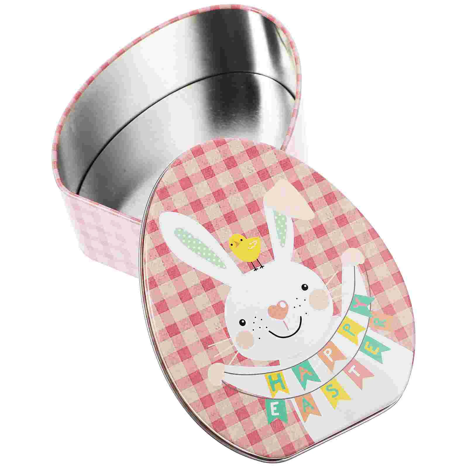 

Easter Box Tin Candy Boxes Cookie Gift Tins Tinplate Storage Bunny Metal Eggs Treat Party Lids Case Favor Empty Cookies Jar Egg
