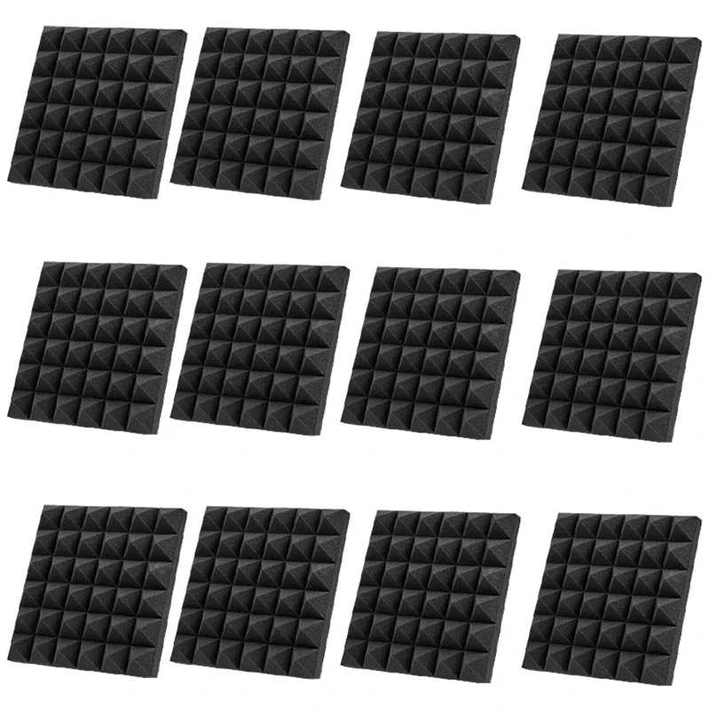 12Pcs Acoustic Soundproof Foam Sound Absorbing Panels Sound Insulation Panels Wedge for Studio Walls Ceiling,2x12x12Inch
12Pcs Acoustic Soundproof Foam Sound Absorbing Panels Sound Insulation Panels Wedge for Studio Walls Ceiling,2x12x12Inch
