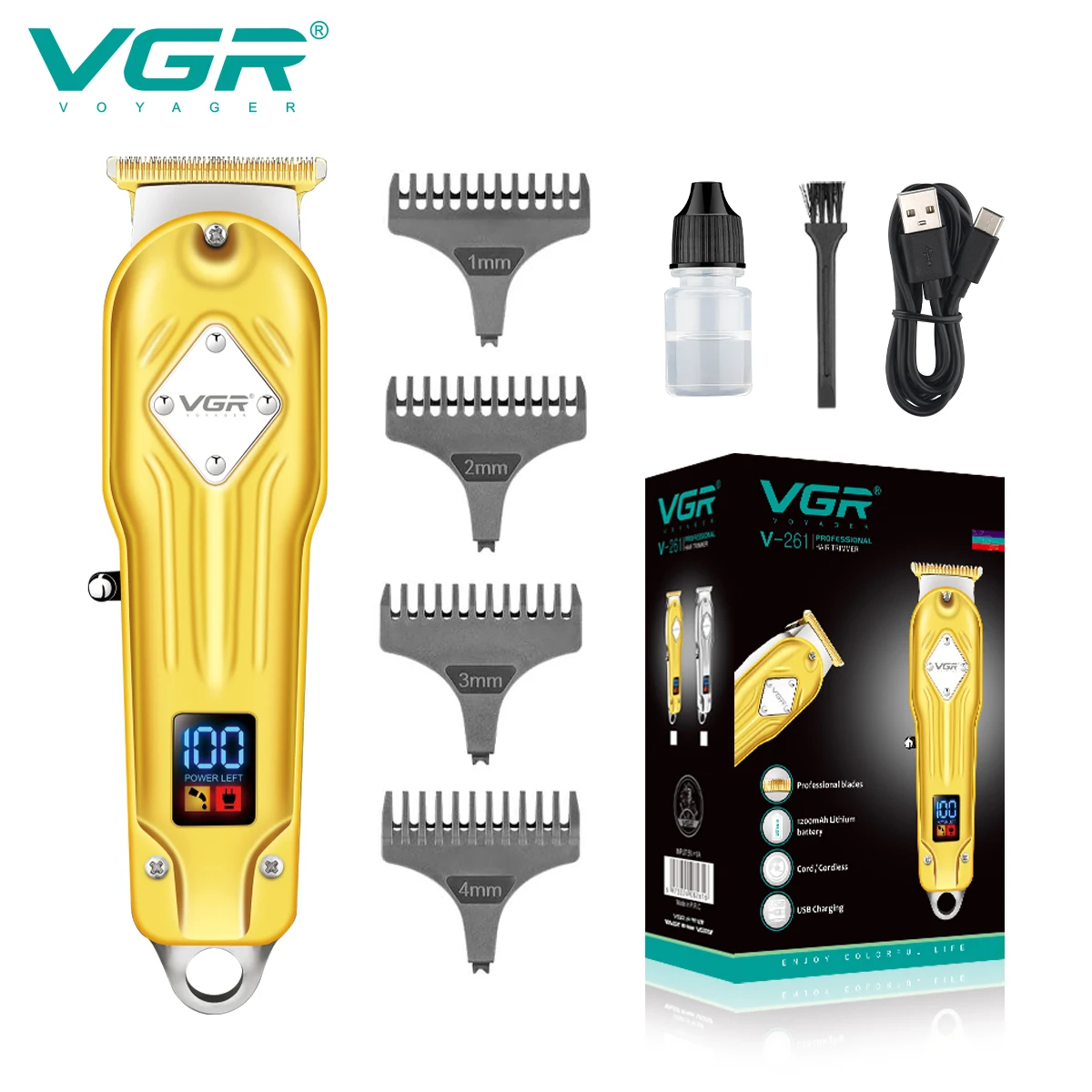 VGR Hair Trimmer Professional Hair Clipper Cordless Hair Cutting Machine Electric Haircut Machine Metal Trimmer for Men V-261
VGR Hair Trimmer Professional Hair Clipper Cordless Hair Cutting Machine Electric Haircut Machine Metal Trimmer for Men V-261
