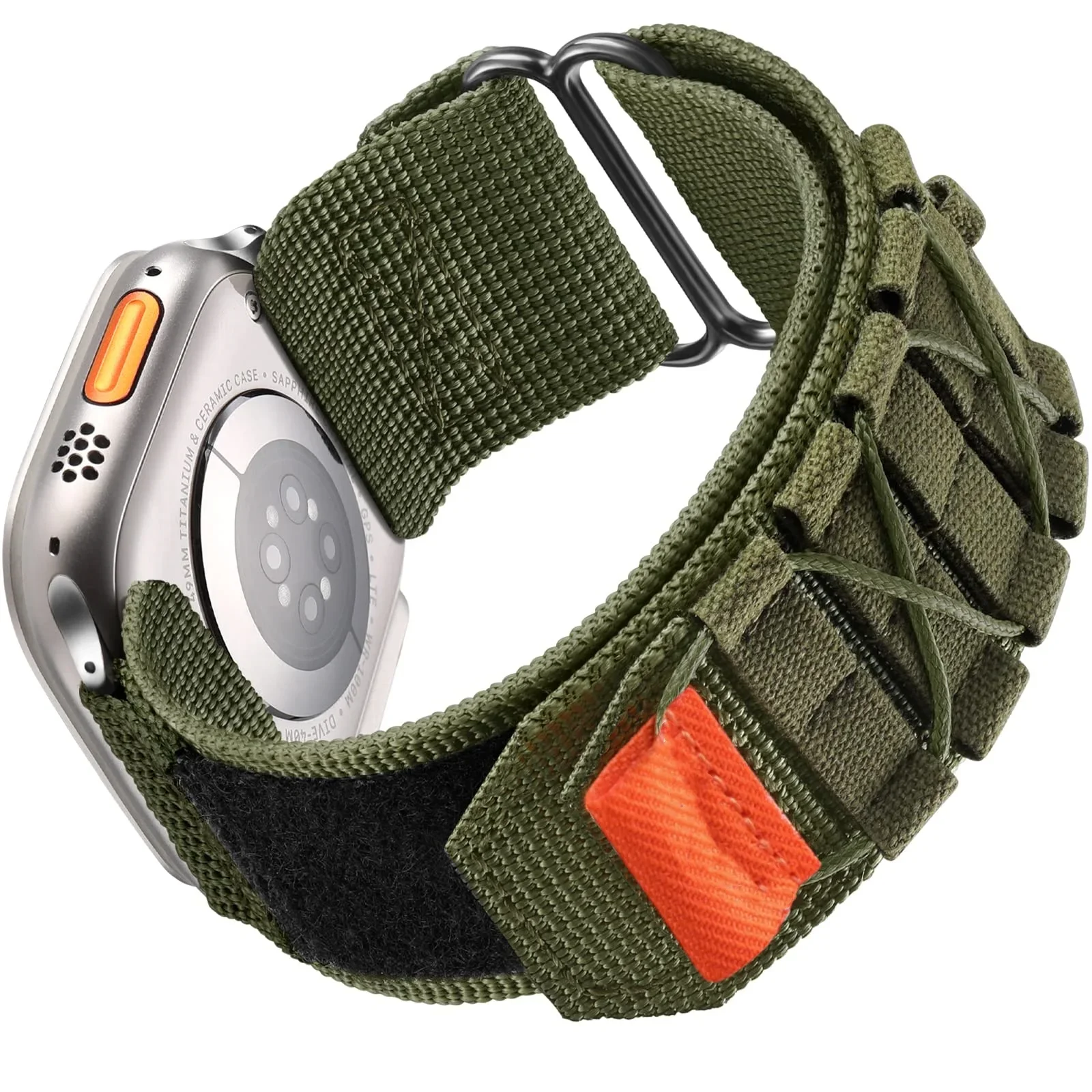 

Мужские Прочные тактические нейлоновые дизайнерские ремешки для Apple Watch, ремешки 45 мм 44 мм, Военный Спортивный ремешок для IWatch, ремешки Ultra 2/Ultra
