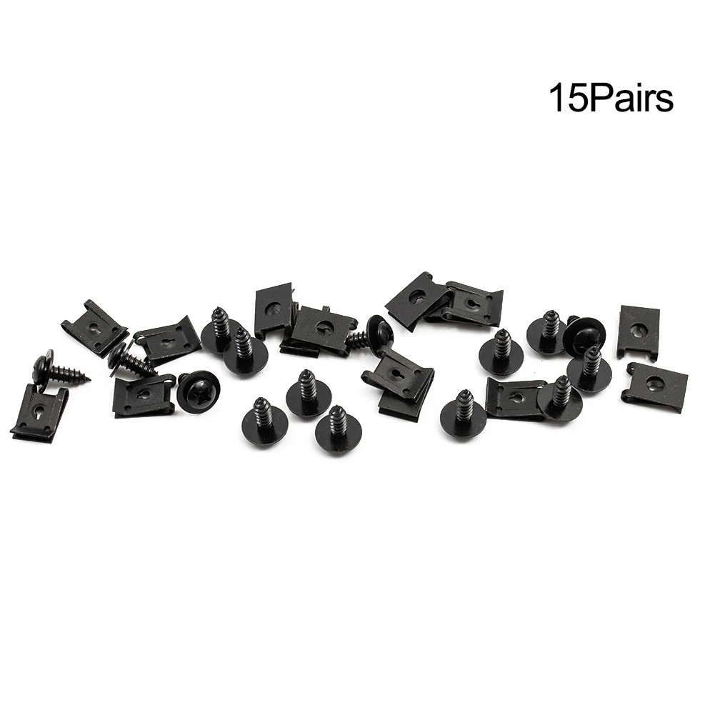 15 Sets Spring Metal U Type Clips With Screws Car Bumper Fender Trim Panel Fasteners Black Clamps For Auto Bumper
15 Sets Spring Metal U Type Clips With Screws Car Bumper Fender Trim Panel Fasteners Black Clamps For Auto Bumper