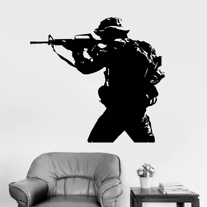 Soldier Wall Sticker Mercenary Vinyl Decal Army Home Decor Kids Boys Bedroom Decoration Living Room Art Mural Weapon Guns Poster
Soldier Wall Sticker Mercenary Vinyl Decal Army Home Decor Kids Boys Bedroom Decoration Living Room Art Mural Weapon Guns Poster
