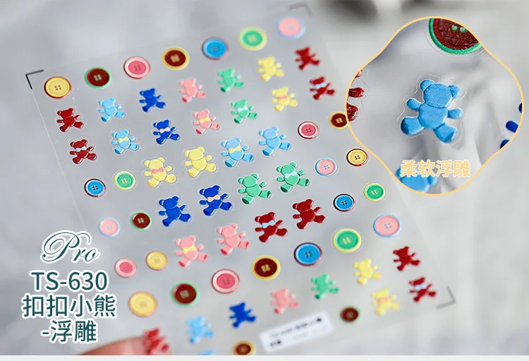 5D Embossed Bear Sticker Cute Anime Nail Stickers designer Thin Transparent Colorful Cartoon Bear Nail Art Decoration Wholesale
5D Embossed Bear Sticker Cute Anime Nail Stickers designer Thin Transparent Colorful Cartoon Bear Nail Art Decoration Wholesale