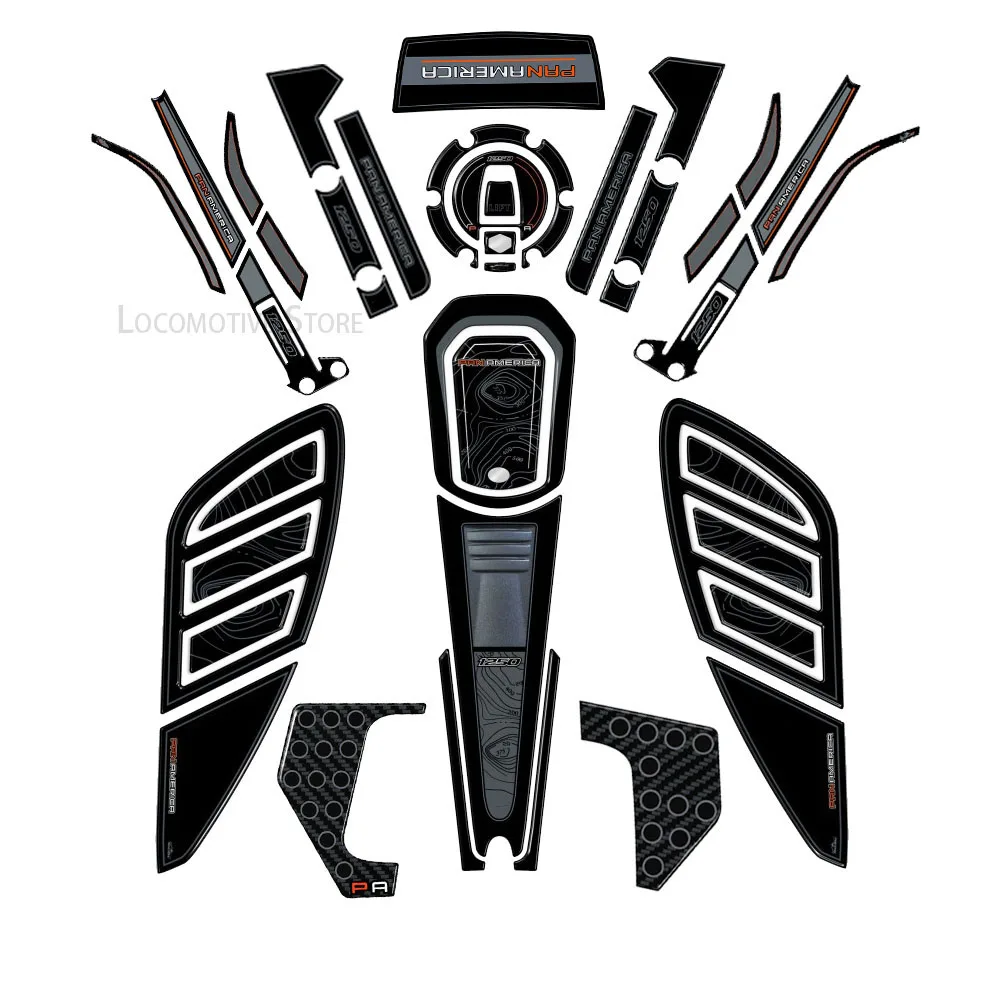 PanAmerica 1250 2023, 3D гелевая наклейка из эпоксидной смолы, защитный комплект накладок на бак для Harley Davidson Pan America 1250 2020-2023 
PanAmerica 1250 2023, 3D гелевая наклейка из эпоксидной смолы, защитный комплект накладок на бак для Harley Davidson Pan America 1250 2020-2023