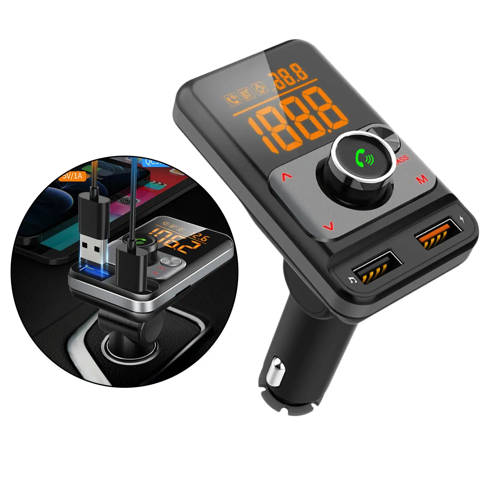 Bluetooth FM Transmitter LED Display Hands-Free AUX/FM Noise Cancelling Audio Adapter for Radio Car Stereo Streaming Home Phone
Bluetooth FM Transmitter LED Display Hands-Free AUX/FM Noise Cancelling Audio Adapter for Radio Car Stereo Streaming Home Phone