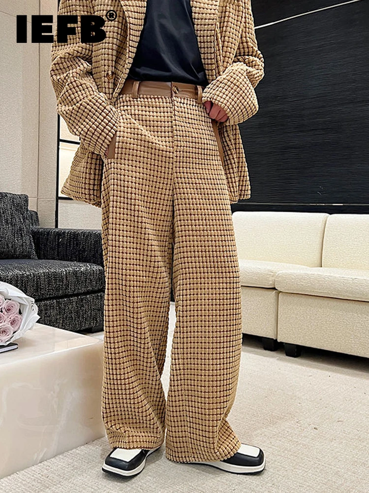

IEFB Men Pants Autumn Designer Camel Corduroy Versatile Casual 2023 Solid Color Wide Leg Korean Fashion Male Trousers 9A5554