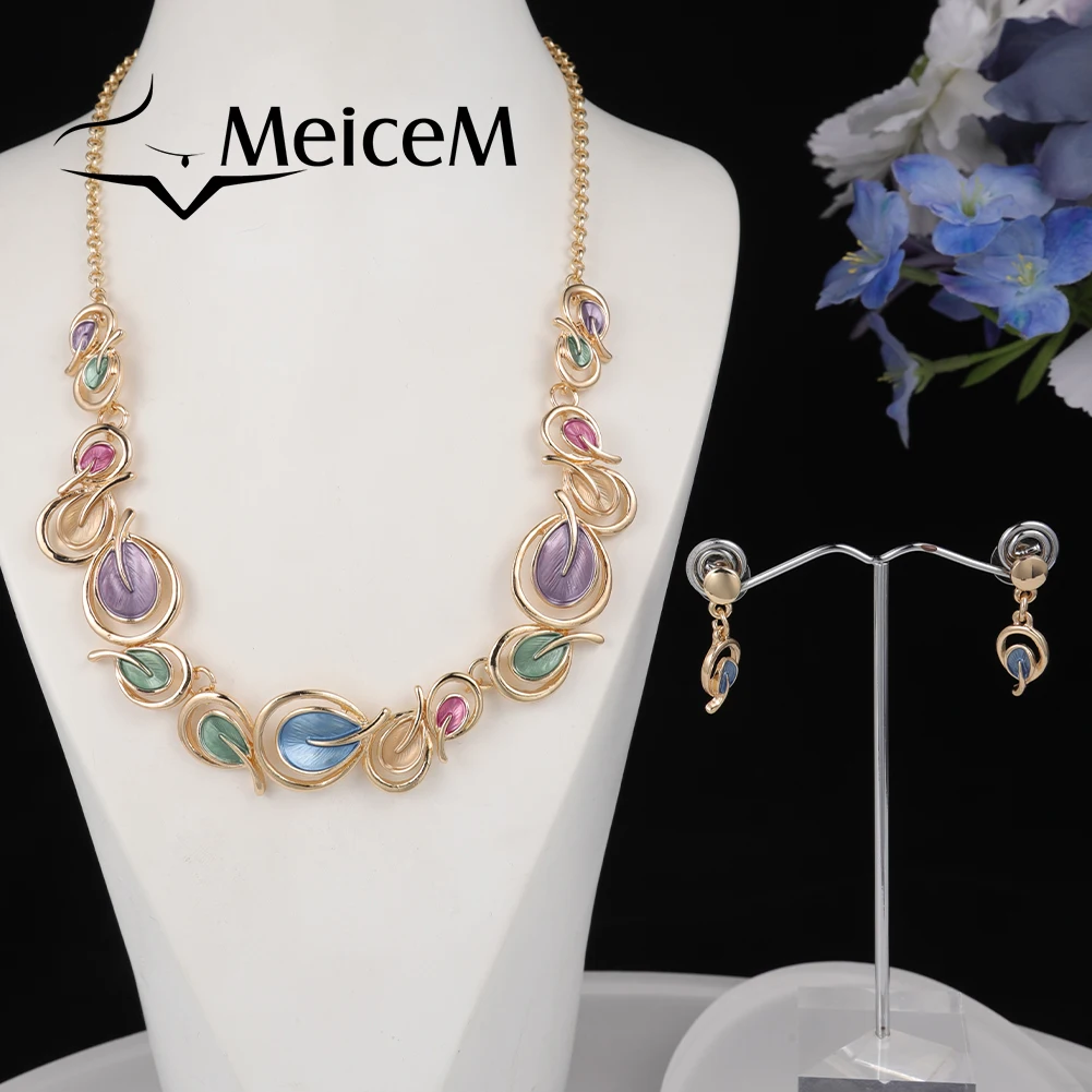 MeiceM Fashion Necklace Set Jewelry Gold Plated New Designer Geometric Drop Earrings Female Enamel Necklaces Sets for Women Gift
MeiceM Fashion Necklace Set Jewelry Gold Plated New Designer Geometric Drop Earrings Female Enamel Necklaces Sets for Women Gift