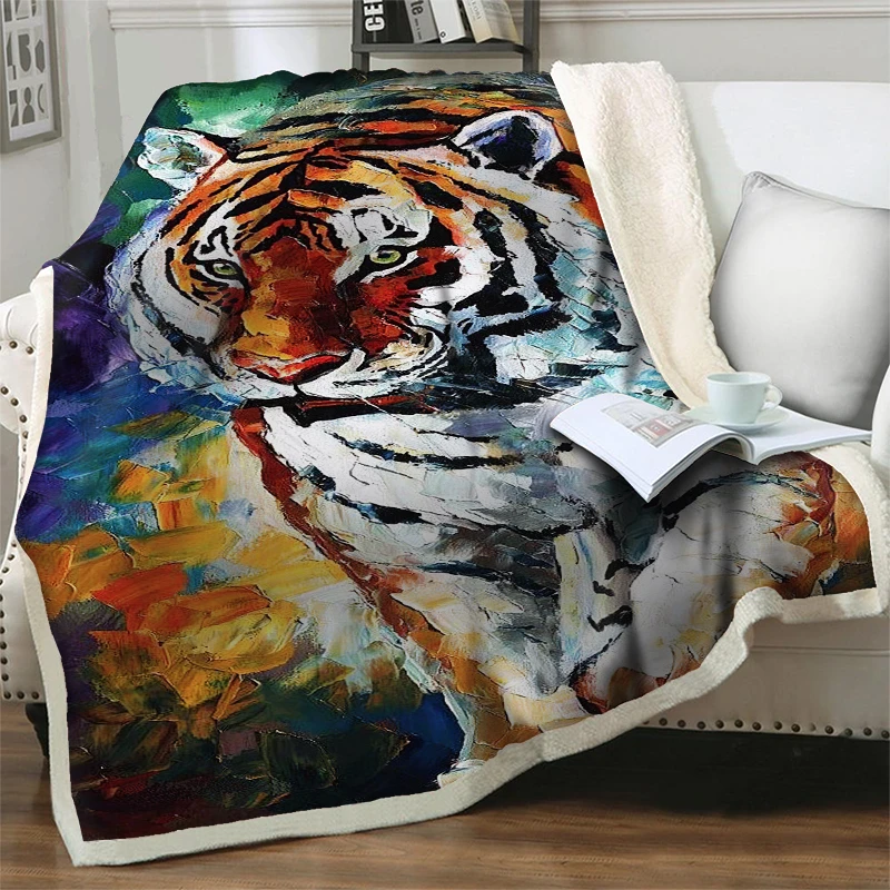 

Художественное животное тигр 3D печатные плюшевые Пледы для кровати дивана мягкие теплые покрывала для путешествий пикника самолета автомобиля покрывало для сна