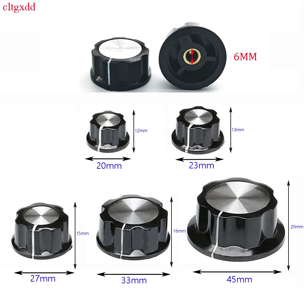 

Cltgxdd 5pcs/batch MF-A01/A02/A03/A04/A05 Potentiometer knob bakelite Potentiometer knob cap diameter inner hole: 6mm