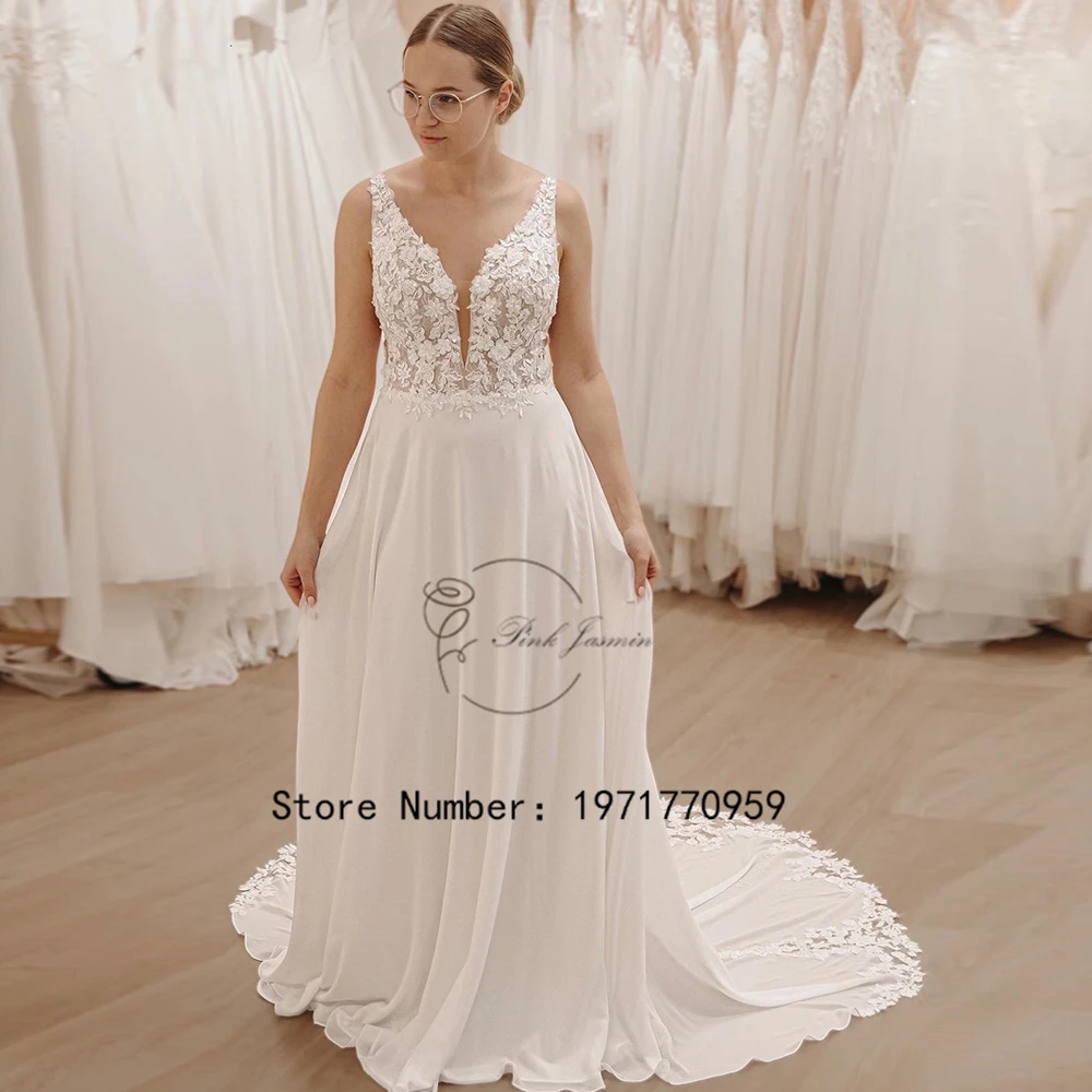 V Neck Classic Ivory Wedding Dresses For Women Sweetheart Fashion Open Back Applique Elegant Lace Bridal Gowns Vestido De Novia
V Neck Classic Ivory Wedding Dresses For Women Sweetheart Fashion Open Back Applique Elegant Lace Bridal Gowns Vestido De Novia