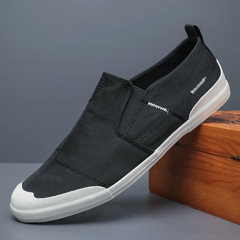 

2023 New Spring Autumn Men's Canvas Vulcanize Shoes Summer British Style Lazy Breathable Cloth Designer Loafer Shoes M23161