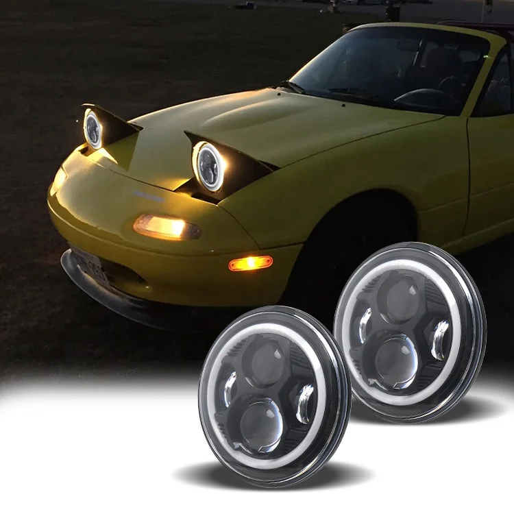 7 inch round off road 12v H4 headlights for Jeep accessories front head lamp with DRL and turn Halo ring for Mazda Miata
7 inch round off road 12v H4 headlights for Jeep accessories front head lamp with DRL and turn Halo ring for Mazda Miata