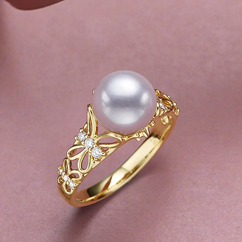 HOYON Yellow Gold New Simulation Natural Freshwater Pearl Ring For Women Oyster Bead Butterfly Flower Open Ring Women's Jewelry
HOYON Yellow Gold New Simulation Natural Freshwater Pearl Ring For Women Oyster Bead Butterfly Flower Open Ring Women's Jewelry
