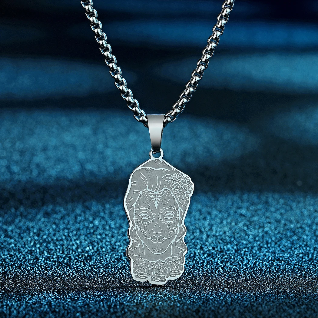Todorova Vintage Stainless Steel Engraved Lady Skeleton Punk Pendant Necklace For Women Charm Choker Jewelry Gift
Todorova Vintage Stainless Steel Engraved Lady Skeleton Punk Pendant Necklace For Women Charm Choker Jewelry Gift