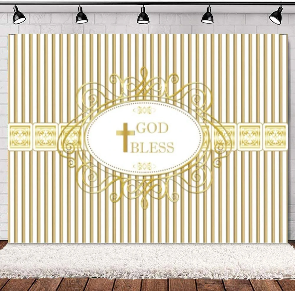 Gold Cross God Bless Photography Backdrop Classical Patterns Gold And White Stripes Church Christian Jesus Religious Background
Gold Cross God Bless Photography Backdrop Classical Patterns Gold And White Stripes Church Christian Jesus Religious Background