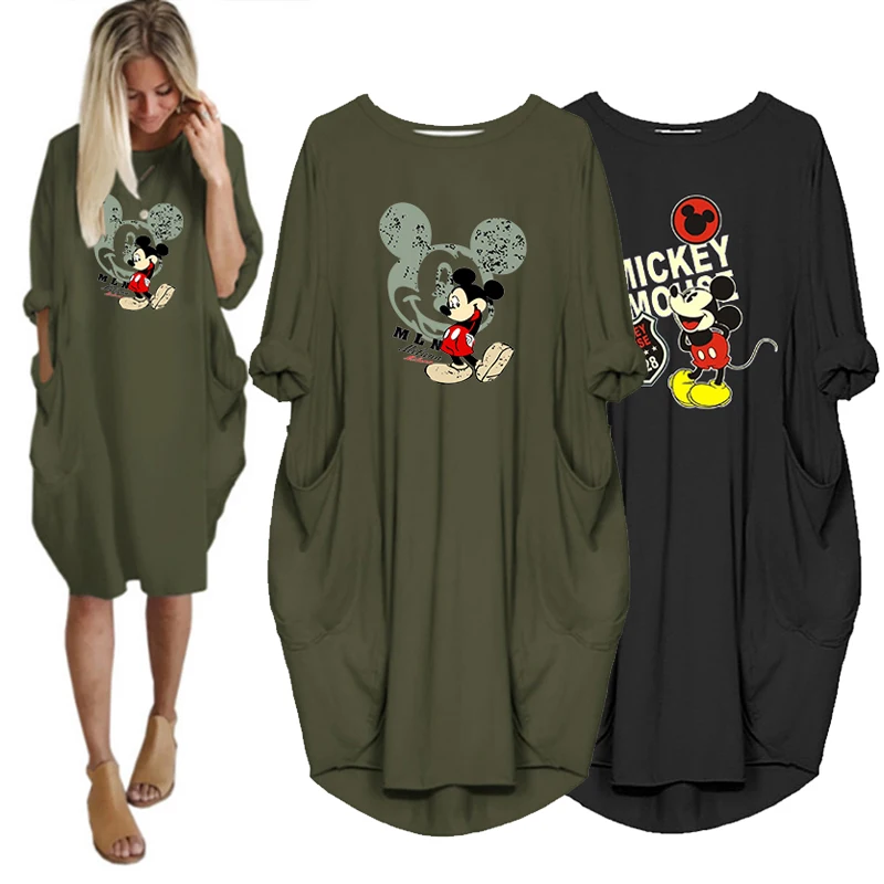 2022 Ladies Casual Disney Mickey Mouse Midi Dress Cartoon Print Pocket Vintage Vestido Loose Dress Spring Fall Party Robe Women
2022 Ladies Casual Disney Mickey Mouse Midi Dress Cartoon Print Pocket Vintage Vestido Loose Dress Spring Fall Party Robe Women