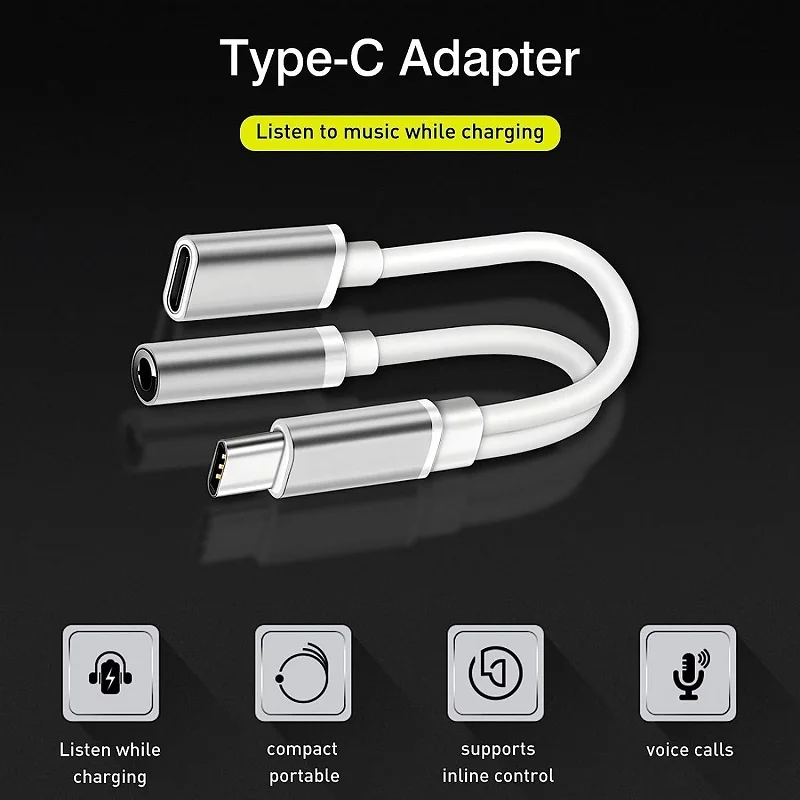 USB C to 3.5mm Headphone and Charger Adapter 2-in-1 Type C to Aux Audio Splitter Jack with PD Charging for Phone Tablet Laptop
USB C to 3.5mm Headphone and Charger Adapter 2-in-1 Type C to Aux Audio Splitter Jack with PD Charging for Phone Tablet Laptop