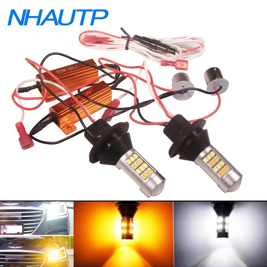 NHAUTP 2 шт. P21W PY21W W21W светодиодные лампы Canbus без ошибок автомобиля DRL и указатели поворота двух цветов 1156 BA15S BAU15S T20 авто лампа
NHAUTP 2 шт. P21W PY21W W21W светодиодные лампы Canbus без ошибок автомобиля DRL и указатели поворота двух цветов 1156 BA15S BAU15S T20 авто лампа