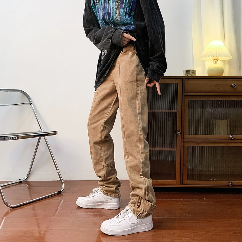 European and American Old Washed Jeans Men's Loose Straight Slim Fit Design Split Zipper Wide Leg Pants Brown Black Blue
European and American Old Washed Jeans Men's Loose Straight Slim Fit Design Split Zipper Wide Leg Pants Brown Black Blue