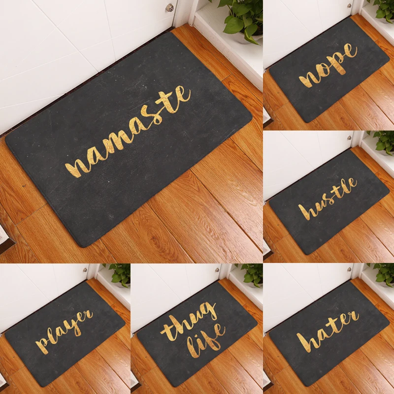 Black Golden Letters Printed Letter 40*60 Kitchen Entrance Door Mat Coral Velvet Carpet Doormat Indoor Floor Mats Anti-Slip Rug
Black Golden Letters Printed Letter 40*60 Kitchen Entrance Door Mat Coral Velvet Carpet Doormat Indoor Floor Mats Anti-Slip Rug
