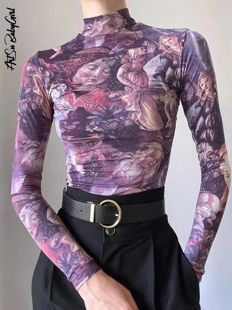 Print T-Shirts Long Sleeve Crop Top Graphic T Shirts Women Purple Tees Autumn Winter Turtleneck Tops Slim Streetwear Y2K Clothes
Print T-Shirts Long Sleeve Crop Top Graphic T Shirts Women Purple Tees Autumn Winter Turtleneck Tops Slim Streetwear Y2K Clothes